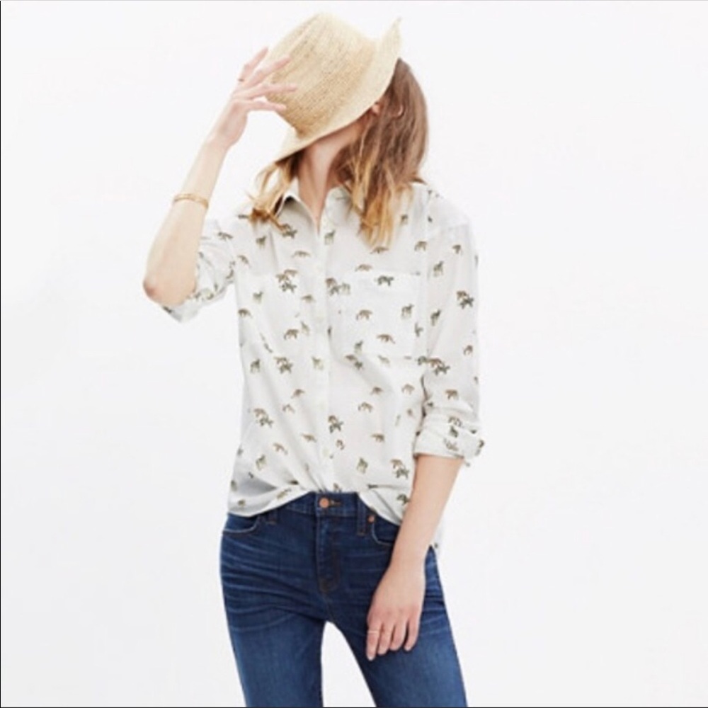 Madewell Shrunken Trapeze Cheetah Button Down